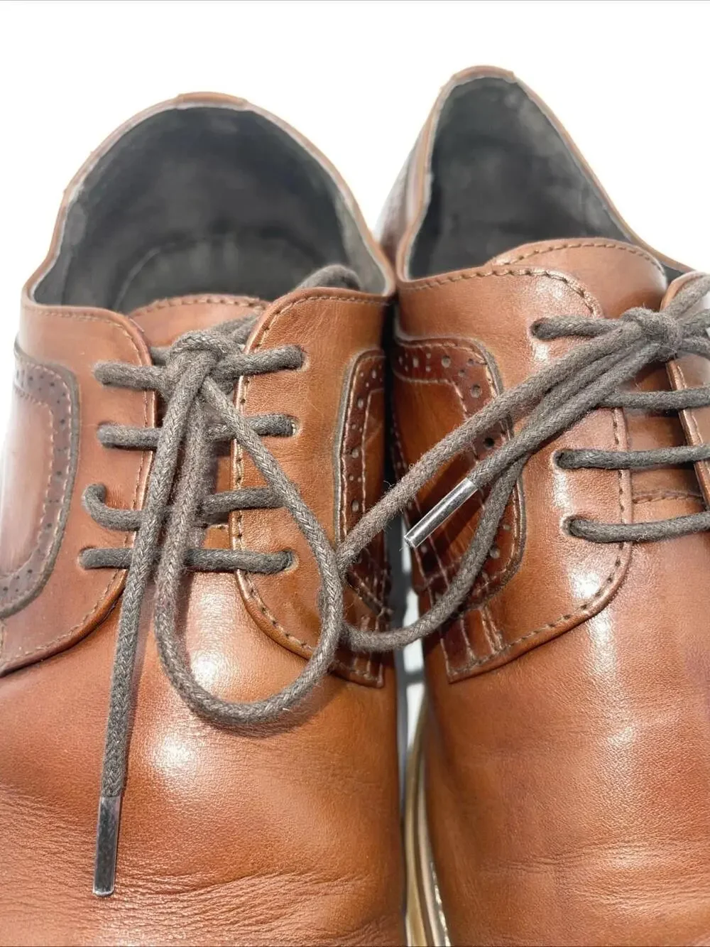 Stacy Adams Dress Shoes Mens Size 10.5 Brown Leather Cap Toe Derby 25065-221